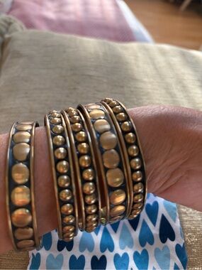 Brighton Copper Beaded Bangle Bracelet Set of 5, with sack- Women Jewelry